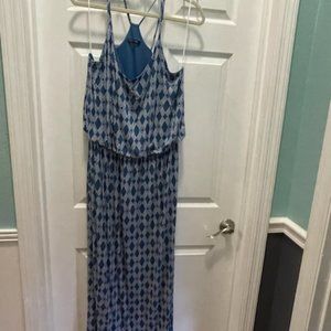 Blue and White Geometric Dress